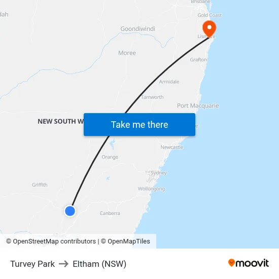 Turvey Park to Eltham (NSW) map