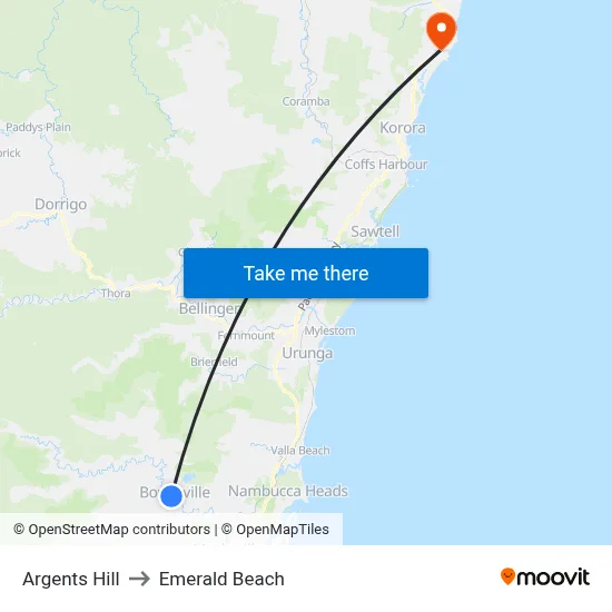 Argents Hill to Emerald Beach map