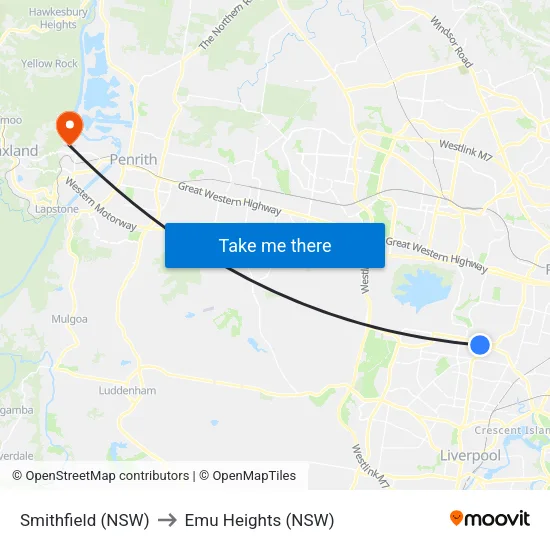 Smithfield (NSW) to Emu Heights (NSW) map
