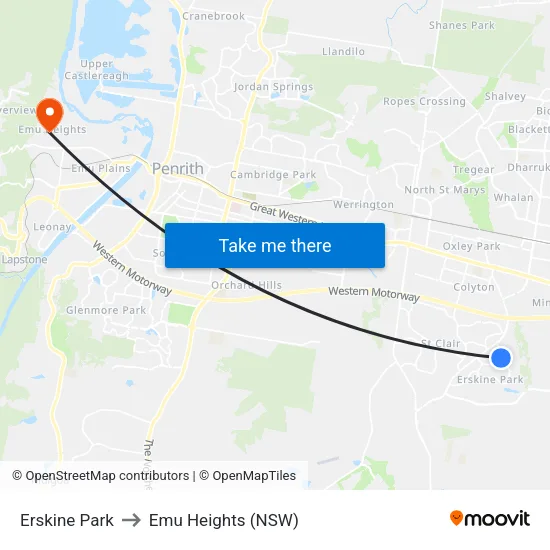 Erskine Park to Emu Heights (NSW) map