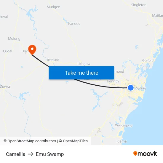 Camellia to Emu Swamp map