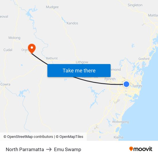 North Parramatta to Emu Swamp map