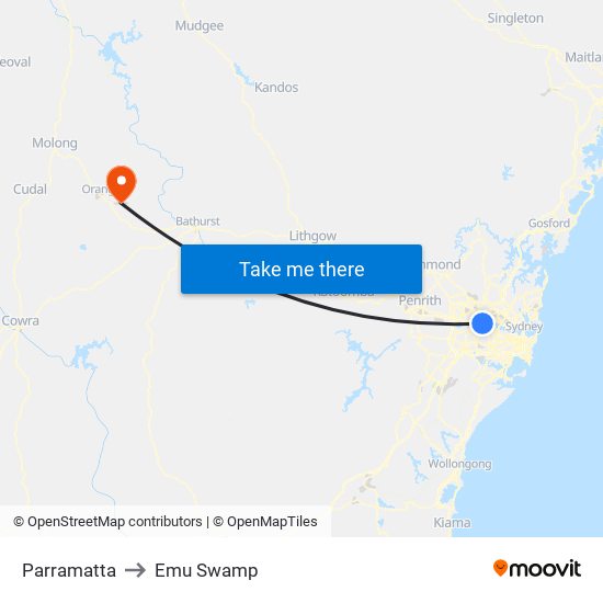 Parramatta to Emu Swamp map