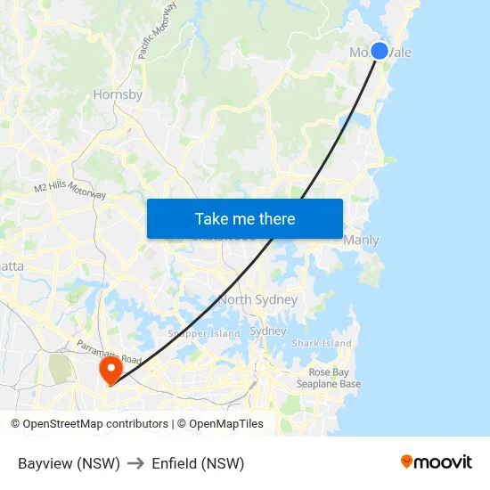 Bayview (NSW) to Enfield (NSW) map