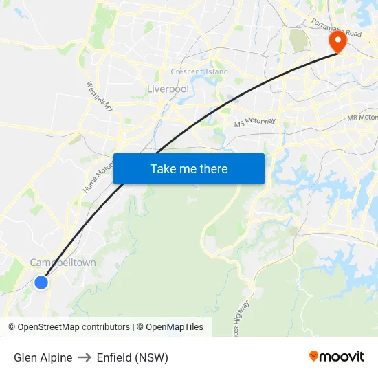 Glen Alpine to Enfield (NSW) map