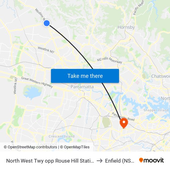 North West Twy opp Rouse Hill Station to Enfield (NSW) map