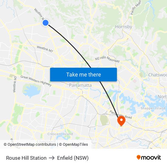 Rouse Hill Station to Enfield (NSW) map