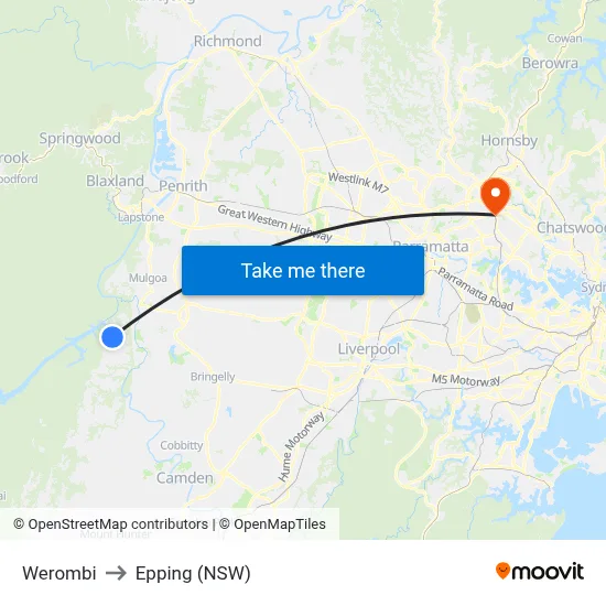 Werombi to Epping (NSW) map