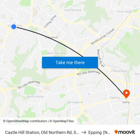 Castle Hill Station, Old Northern Rd, Stand C to Epping (NSW) map