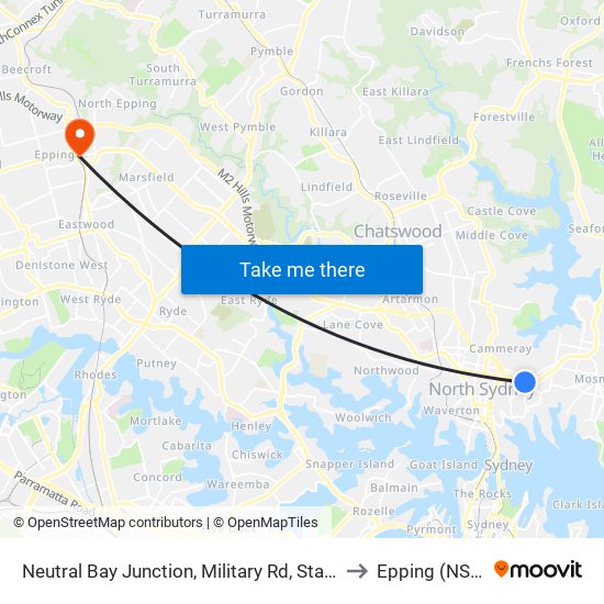 Neutral Bay Junction, Military Rd, Stand E to Epping (NSW) map