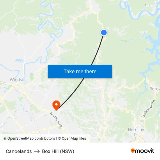 Canoelands to Box Hill (NSW) map