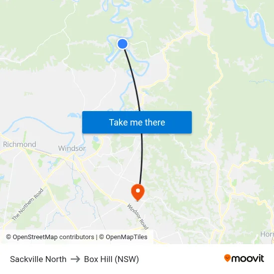 Sackville North to Box Hill (NSW) map