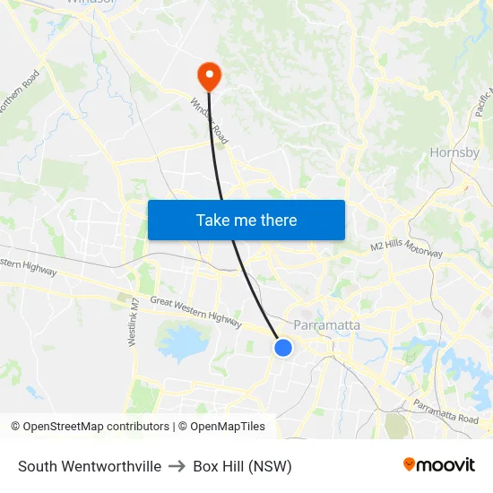 South Wentworthville to Box Hill (NSW) map