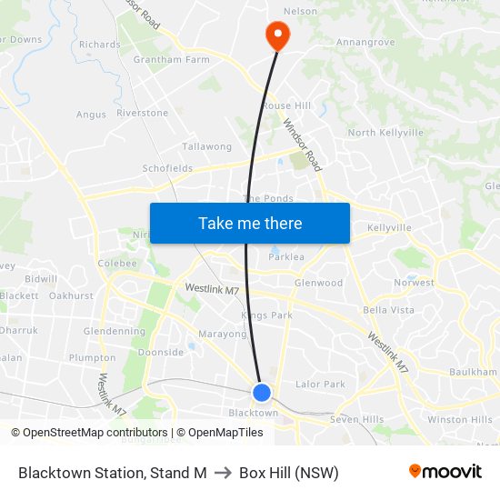 Blacktown Station, Stand M to Box Hill (NSW) map