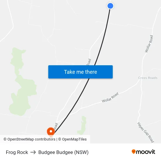 Frog Rock to Budgee Budgee (NSW) map