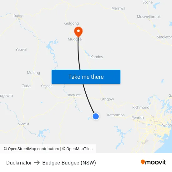Duckmaloi to Budgee Budgee (NSW) map