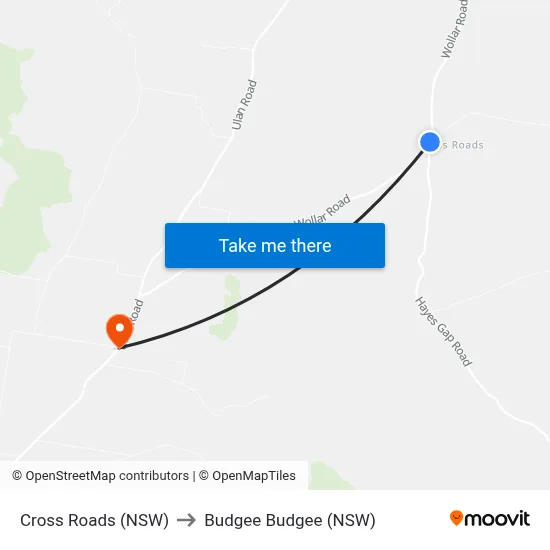 Cross Roads (NSW) to Budgee Budgee (NSW) map