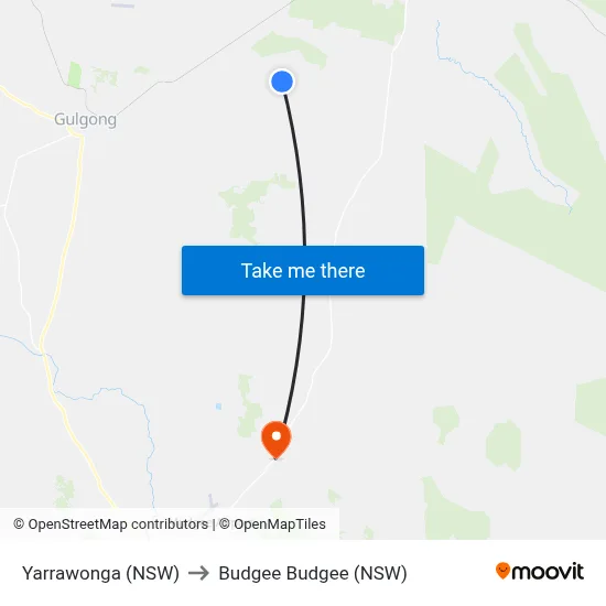 Yarrawonga (NSW) to Budgee Budgee (NSW) map