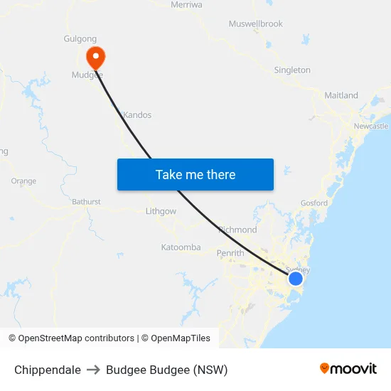 Chippendale to Budgee Budgee (NSW) map