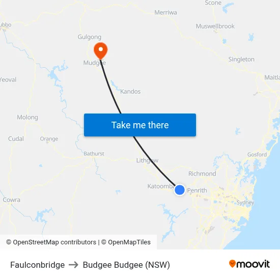 Faulconbridge to Budgee Budgee (NSW) map