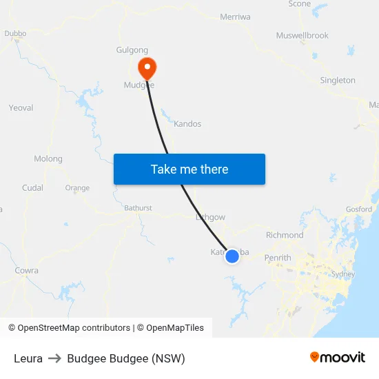 Leura to Budgee Budgee (NSW) map