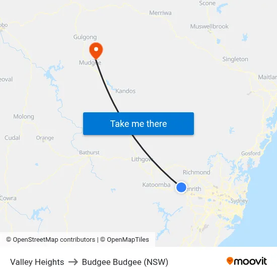 Valley Heights to Budgee Budgee (NSW) map