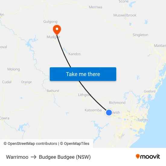 Warrimoo to Budgee Budgee (NSW) map