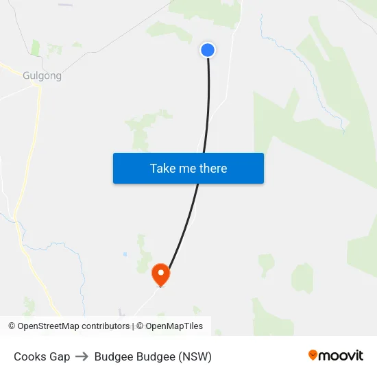 Cooks Gap to Budgee Budgee (NSW) map