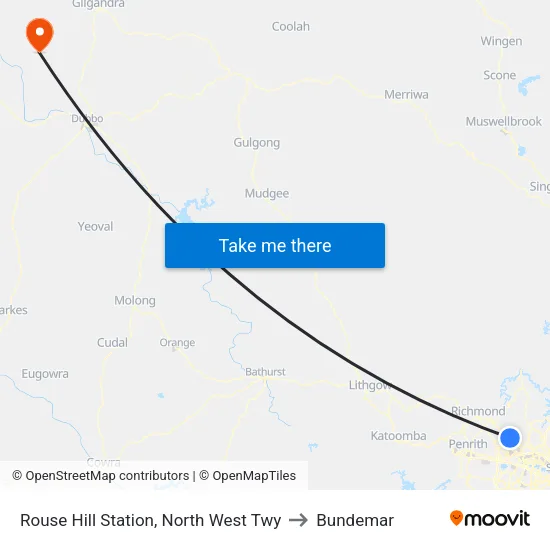 Rouse Hill Station, North West Twy to Bundemar map