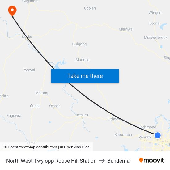 North West Twy opp Rouse Hill Station to Bundemar map