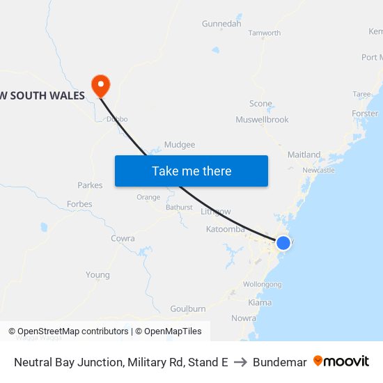 Neutral Bay Junction, Military Rd, Stand E to Bundemar map