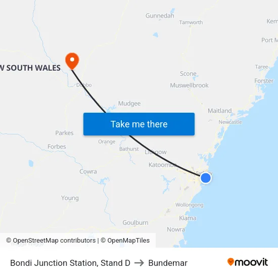 Bondi Junction Station, Stand D to Bundemar map