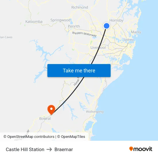 Castle Hill Station to Braemar map