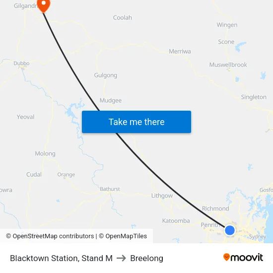 Blacktown Station, Stand M to Breelong map
