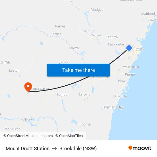Mount Druitt Station to Brookdale (NSW) map