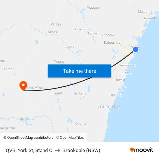 QVB, York St, Stand C to Brookdale (NSW) map