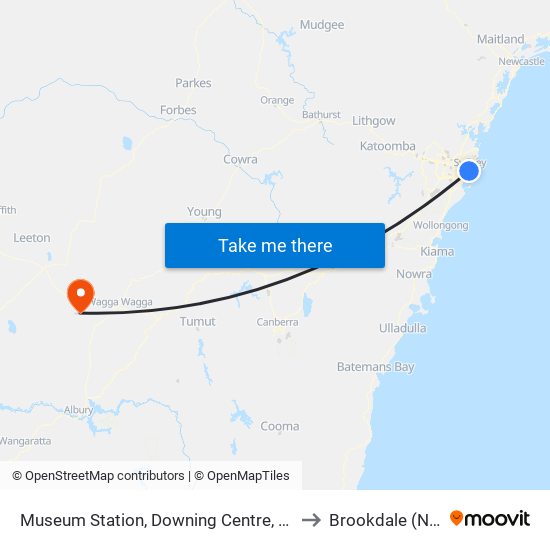 Museum Station, Downing Centre, Stand A to Brookdale (NSW) map