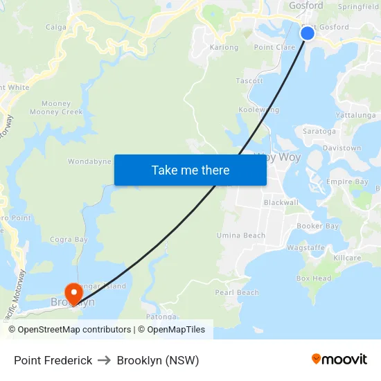 Point Frederick to Brooklyn (NSW) map