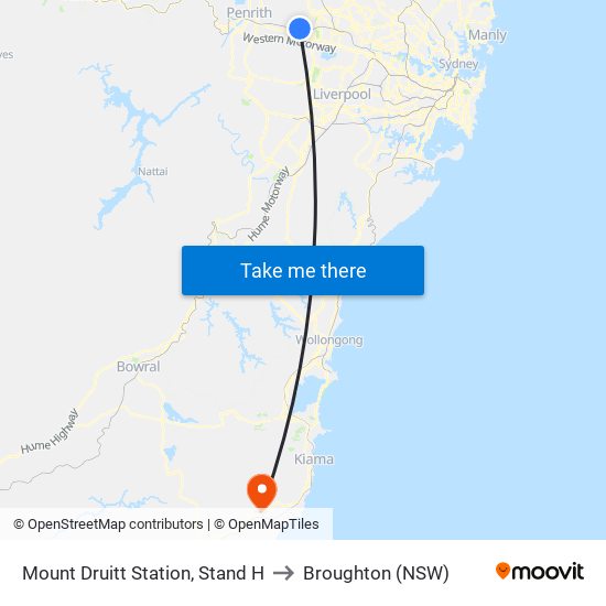 Mount Druitt Station, Stand H to Broughton (NSW) map