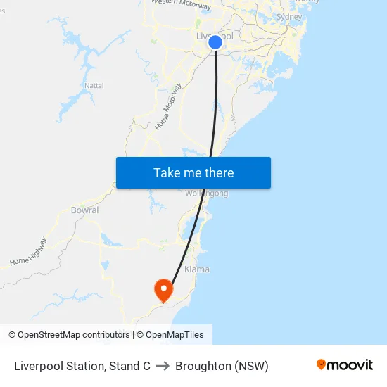 Liverpool Station, Stand C to Broughton (NSW) map