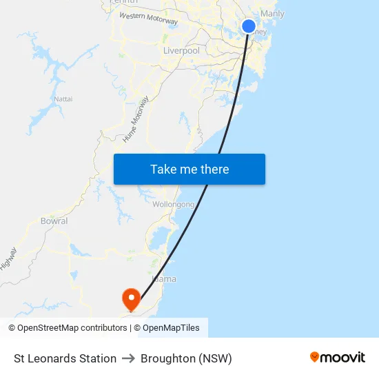 St Leonards Station to Broughton (NSW) map