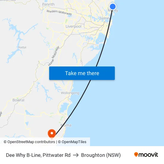 Dee Why B-Line, Pittwater Rd to Broughton (NSW) map