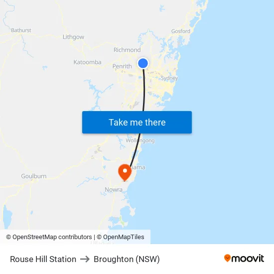 Rouse Hill Station to Broughton (NSW) map