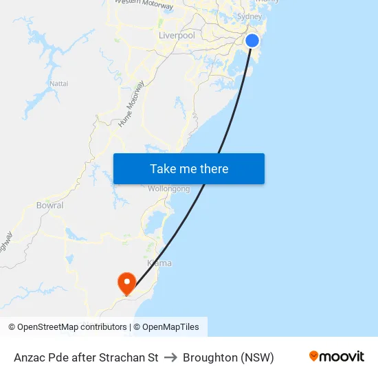 Anzac Pde after Strachan St to Broughton (NSW) map