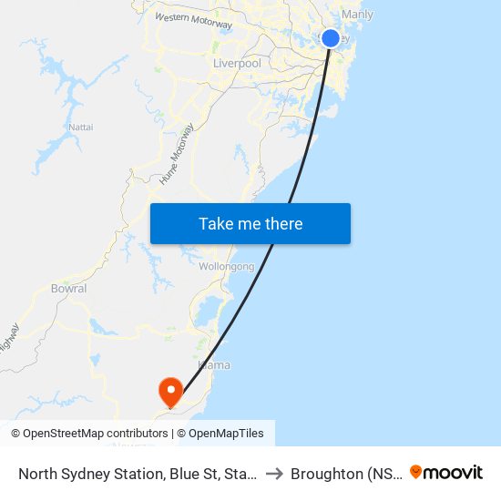 North Sydney Station, Blue St, Stand D to Broughton (NSW) map