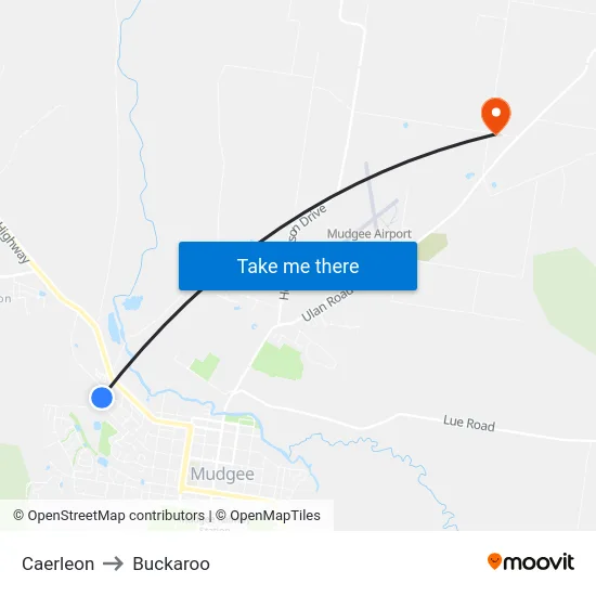Caerleon to Buckaroo map