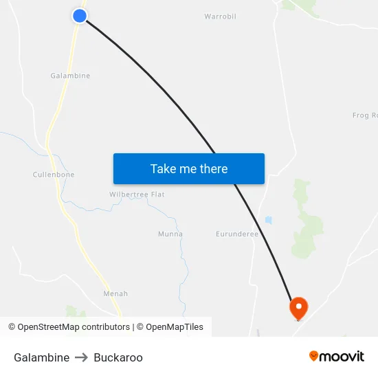 Galambine to Buckaroo map