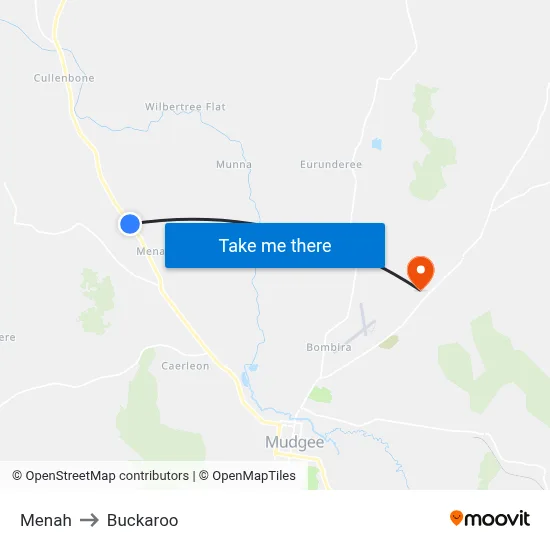 Menah to Buckaroo map