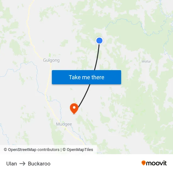 Ulan to Buckaroo map