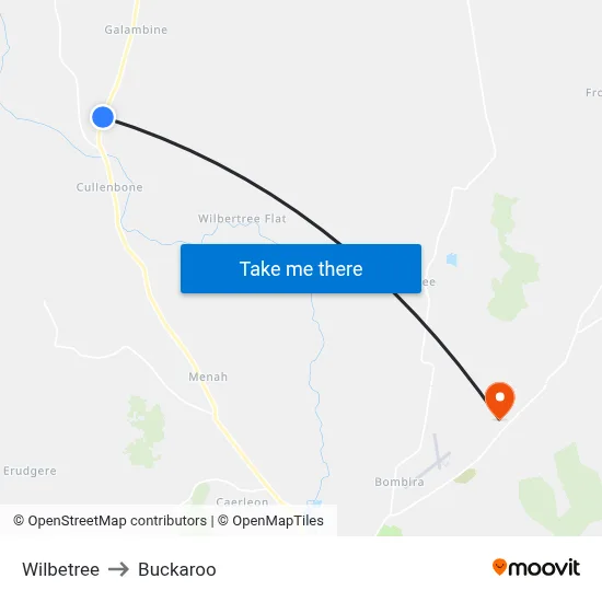 Wilbetree to Buckaroo map